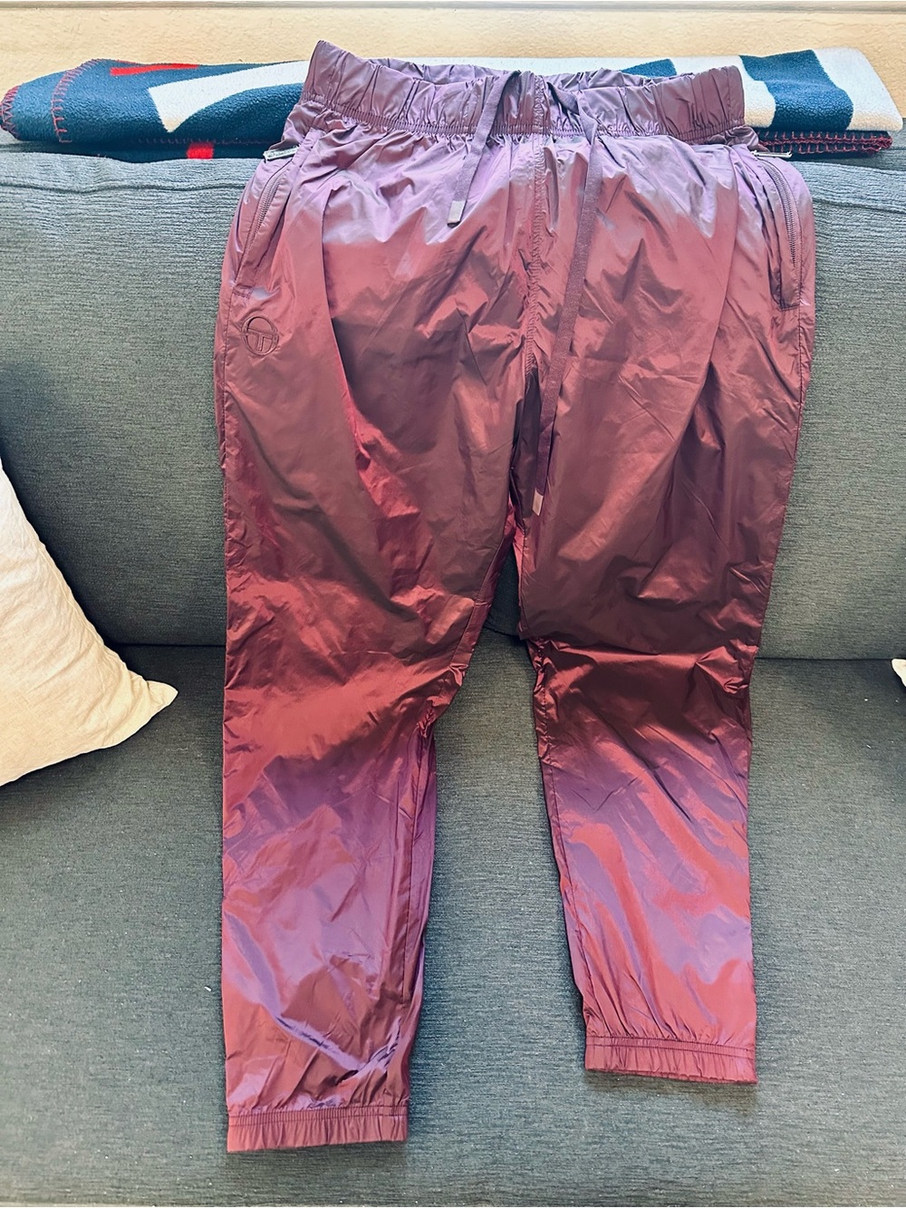 Vtg Classic Sergio Tacchini Men's Maroon Nylon Windbreaker Track Pants size M
